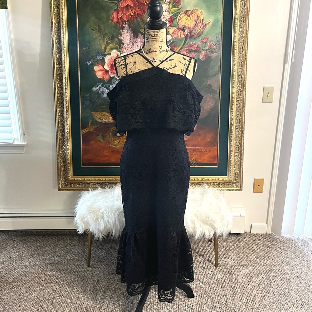 Nicole Miller Black Lace Cocktail Dress